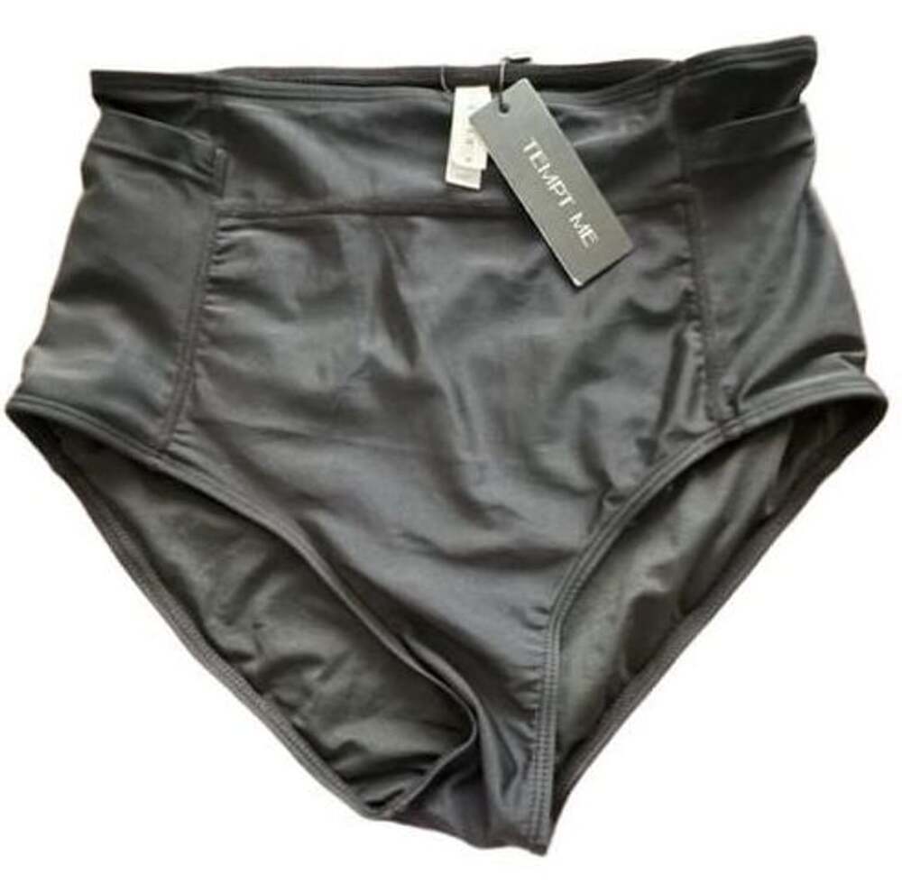 Tempt Me High Waisted Bikini Bottom with Pockets Black